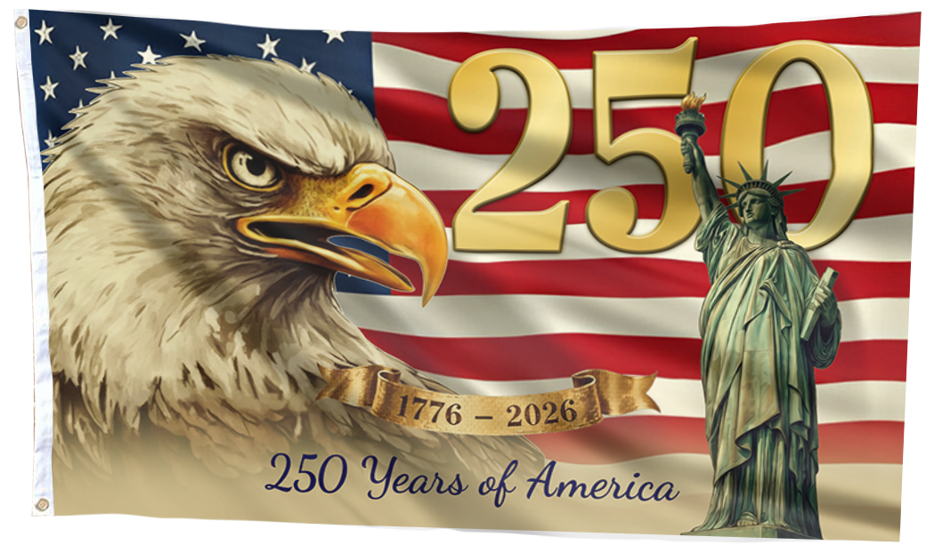 250 Years of America Statue Flag