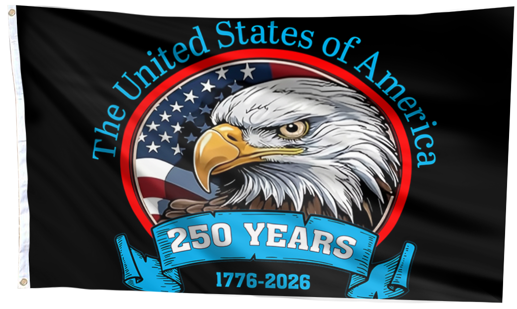 USA 250 Years Anniversary Bald Eagle Patriotic Flag