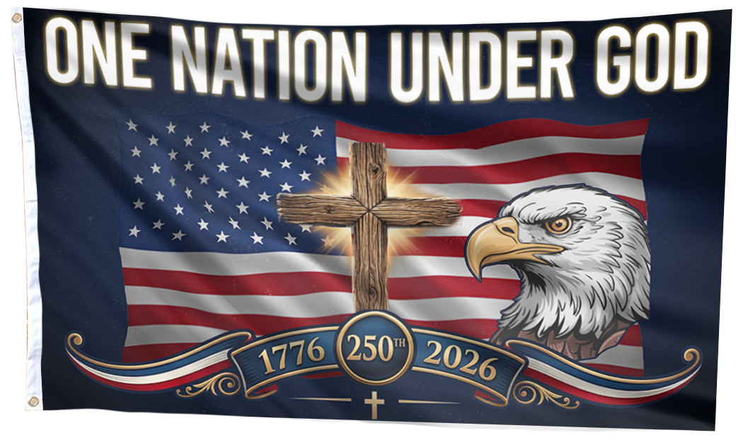 One Nation Under God Eagle Cross Flag