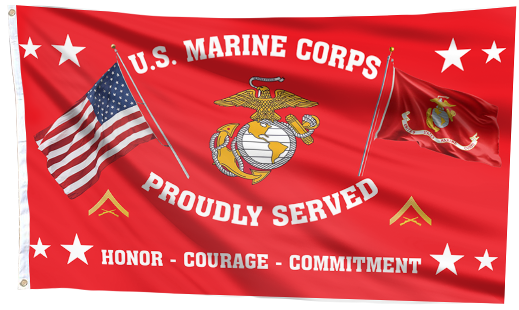 United States Marine Corps - Lance Corporal Flag (RED)
