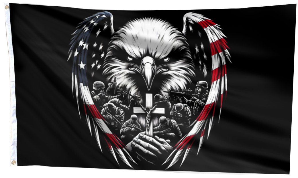 Eagle Through American Flag