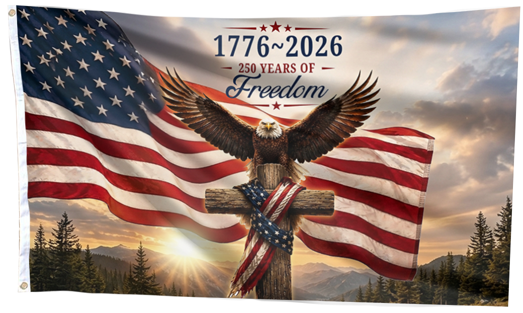 1776–2026: 250 Years of Freedom Eagle American Flag
