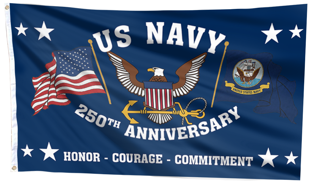 US Navy Naval 250th Anniversary Flag