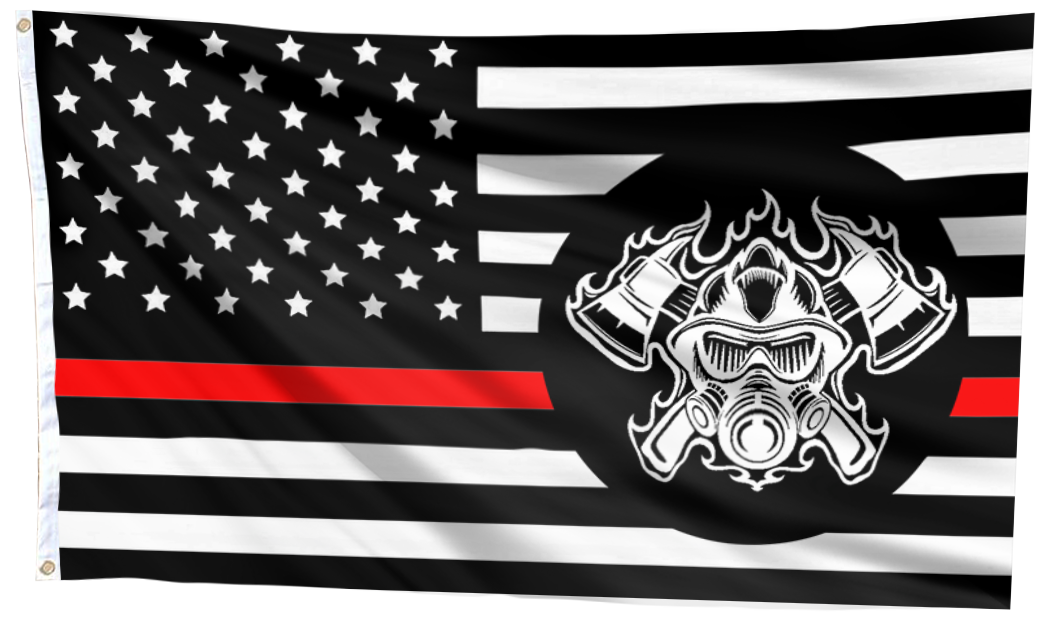 Thin Red Line Firefighter Mask Patriotic Flag