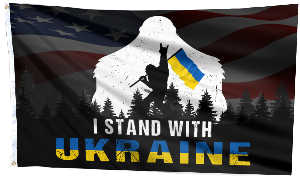 I STAND WITH UKRAINE SASQUATCH FLAG