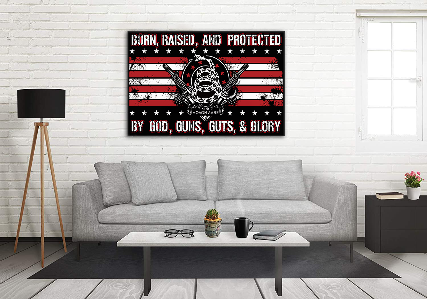 Born Raised and Protected Deluxe Landscape Canvas 1.5in Frame
