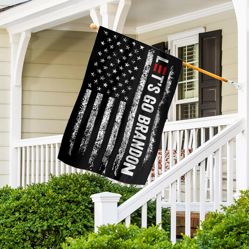 Let's Go Brandon Black and White USA House Flag