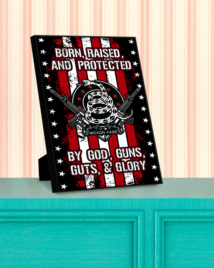Born Raised and Protected Deluxe Portrait Canvas 1.5in Frame