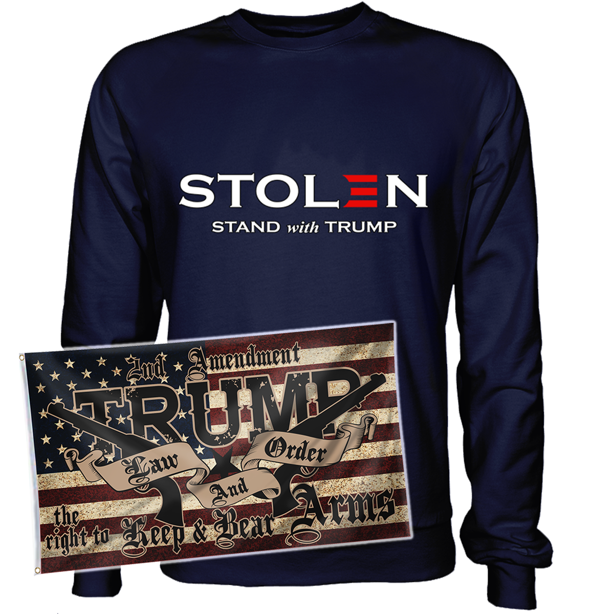 Stolen Election Stand + 3x5' Trump LNO Flag