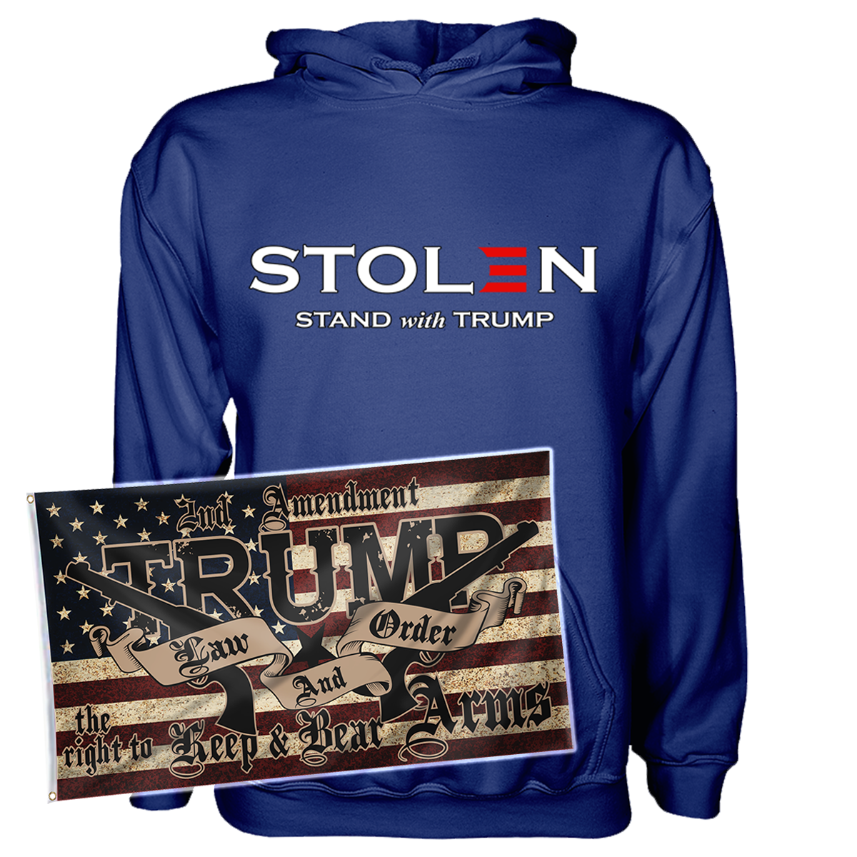 Stolen Stand With DJT Hoodie + 3x5' LNO Flag