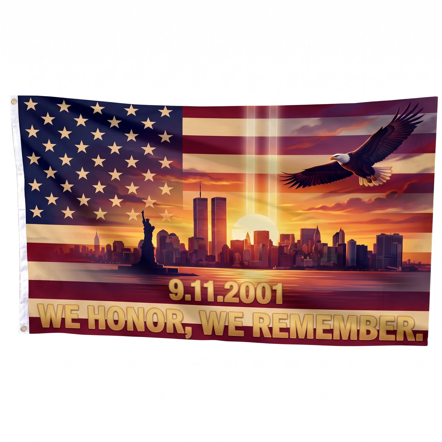 Flag0435 Flag Mockup Straight - 9.11.2001 We Honor We Remember