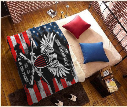It's My Gun Permit - 2nd Amendment Plush Fleece Blanket - 50x60 + FREE MATCHING 3x5 SINGLE REVERSE FLAG