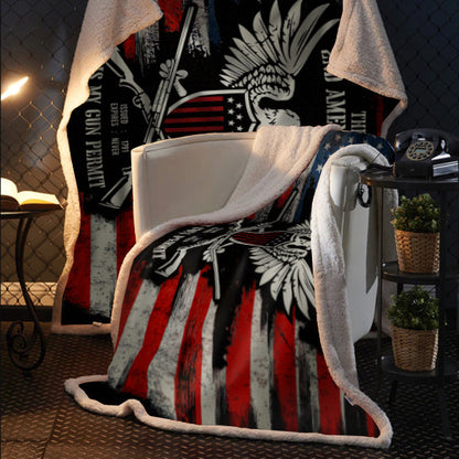 It's My Gun Permit - 2nd Amendment Plush Fleece Blanket - 50x60 + FREE MATCHING 3x5 SINGLE REVERSE FLAG