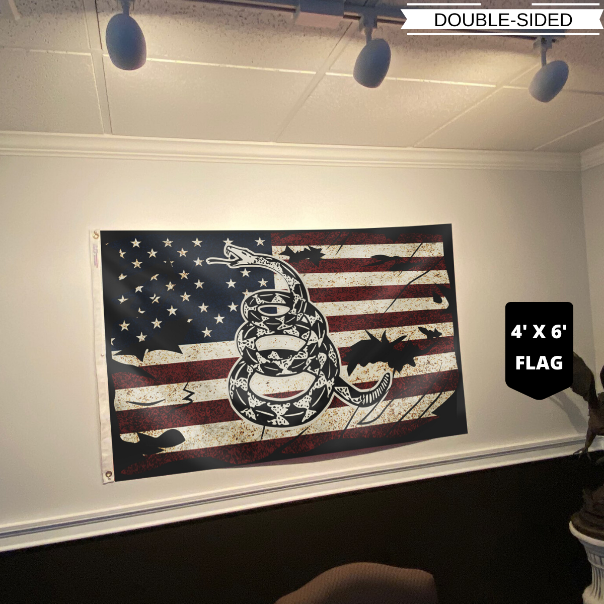 Gadsden Don't Tread On Me - Vintage USA Horizontal Flag