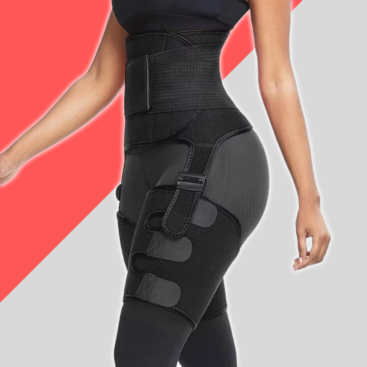 3 in 1 Neoprene Adjustable Belt Sweat Waist Trainer and Thigh Trimmer