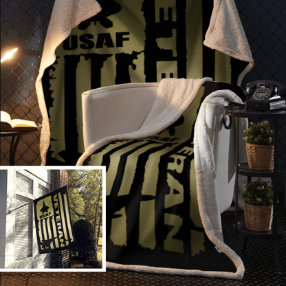 United States Air Force Veteran Blanket - 50x60 + Free Matching 3x5' Single Reverse Flag