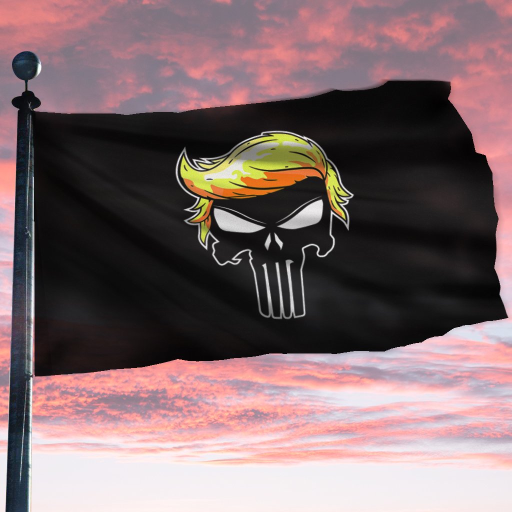 Punisher Trump Sherpa Blanket 50x60 + Free Trump Punisher Flag 3x5 Single Reverse Flag