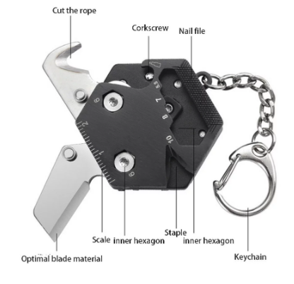 Multitool Hexagonal Kit - Mini Pocket Survival Tool Set Keychain