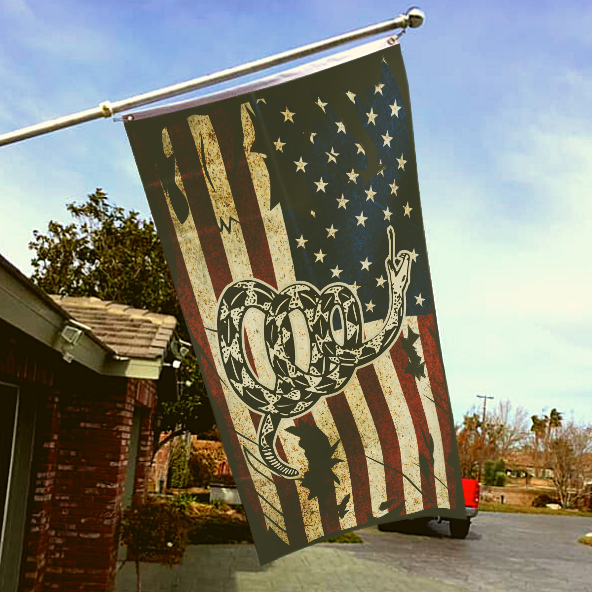 Gadsden DTOM - Vintage USA Horizontal Flag