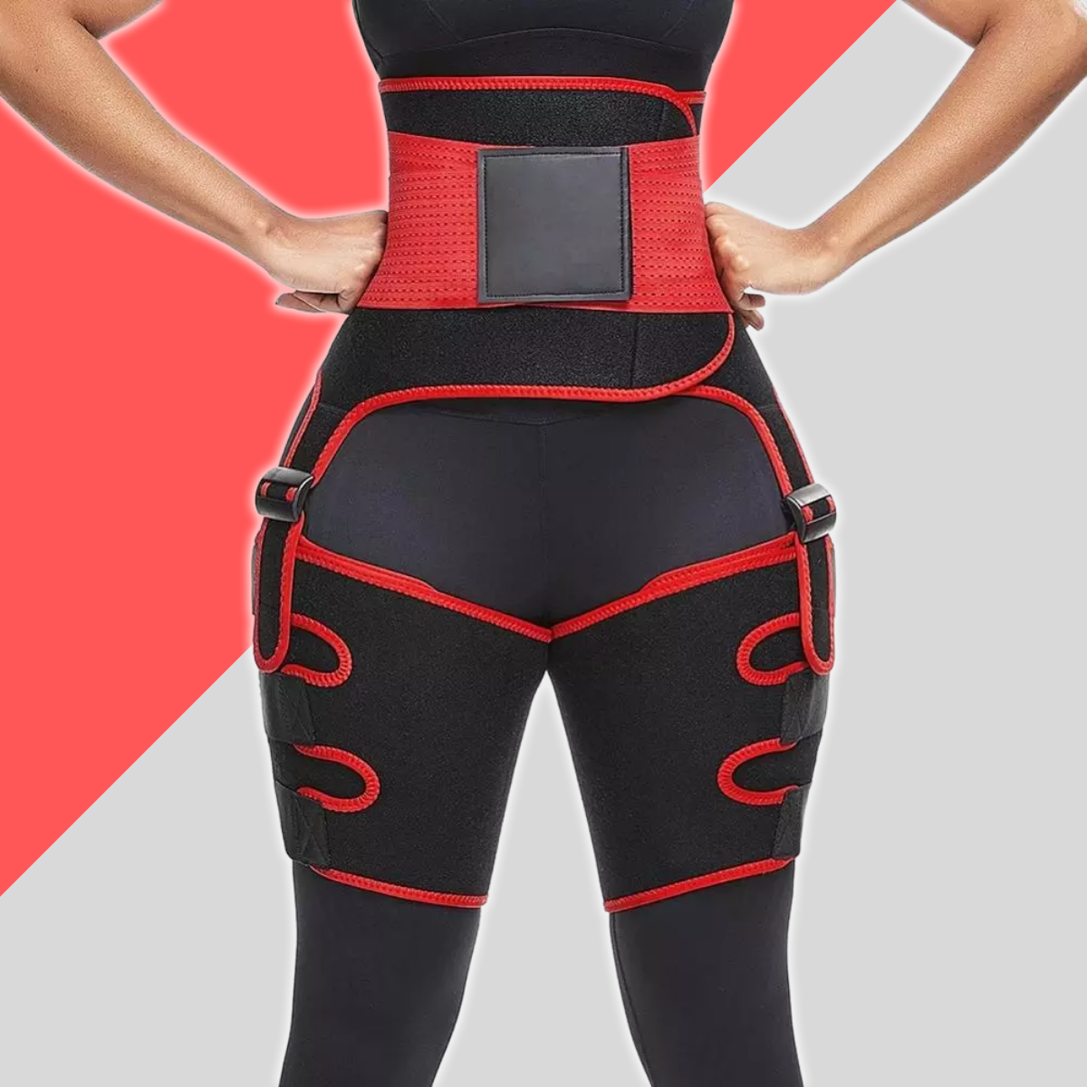 3 in 1 Neoprene Adjustable Belt Sweat Waist Trainer and Thigh Trimmer