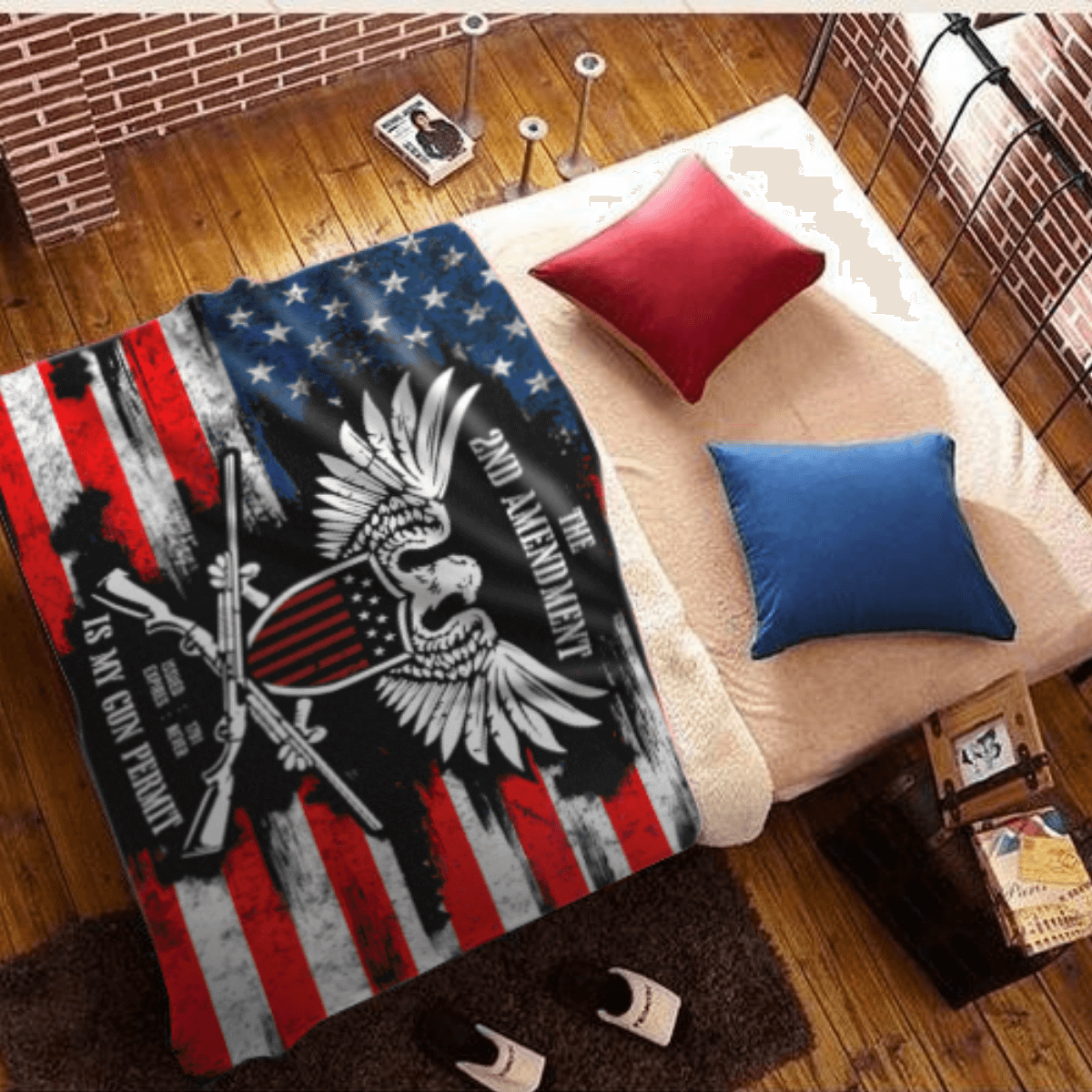 It's My Gun Permit - 2nd Amendment Sherpa Blanket - 50x60 + Free Matching 3x5' Single Reverse Flag