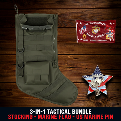 3-in-1 Tactical Bundle: Stocking + Marine Flag + US  Marine Pin