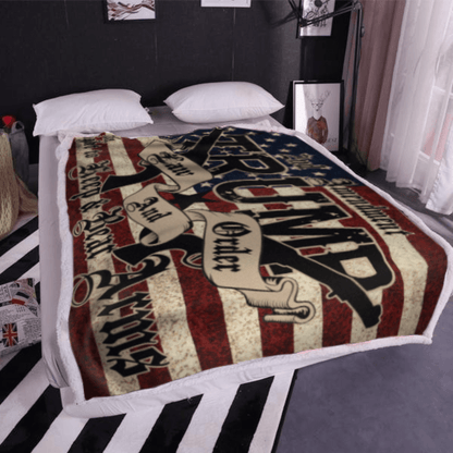 Trump 2020 Law and Order 2nd Amendment Sherpa Blanket - 50x60 + Free Matching 3x5' Single Reverse Flag