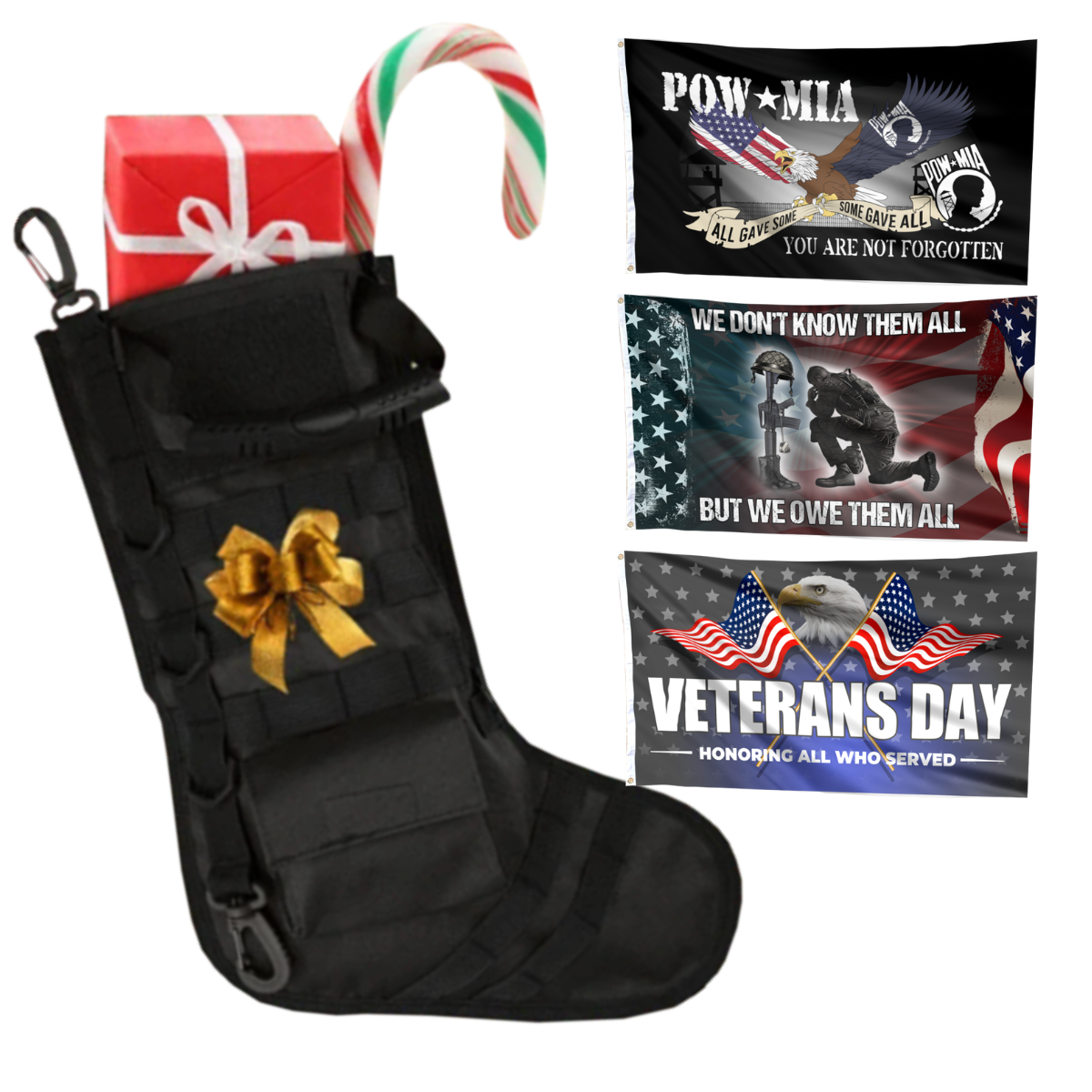 Tactical Holiday Stockings - 3-Pack Flag Bundle - Veterans Day