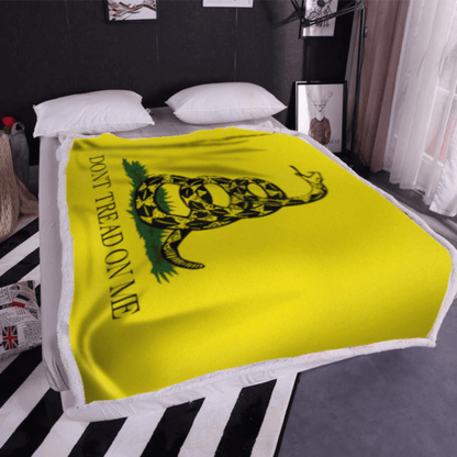 Gadsden Don't Tread On Me Sherpa Blanket - 50x60 + Free Matching 3x5 Single Reverse Flag