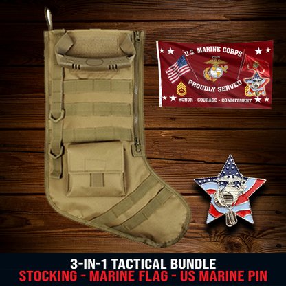 3-in-1 Tactical Bundle: Stocking + Marine Flag + US  Marine Pin