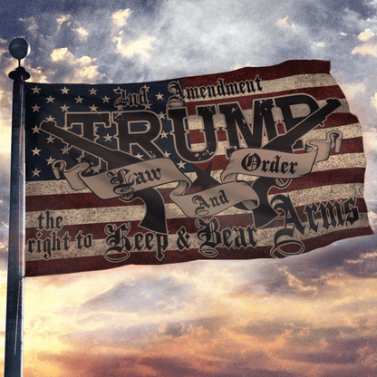 Trump 2020 Law and Order 2nd Amendment Sherpa Blanket - 50x60 + Free Matching 3x5' Single Reverse Flag
