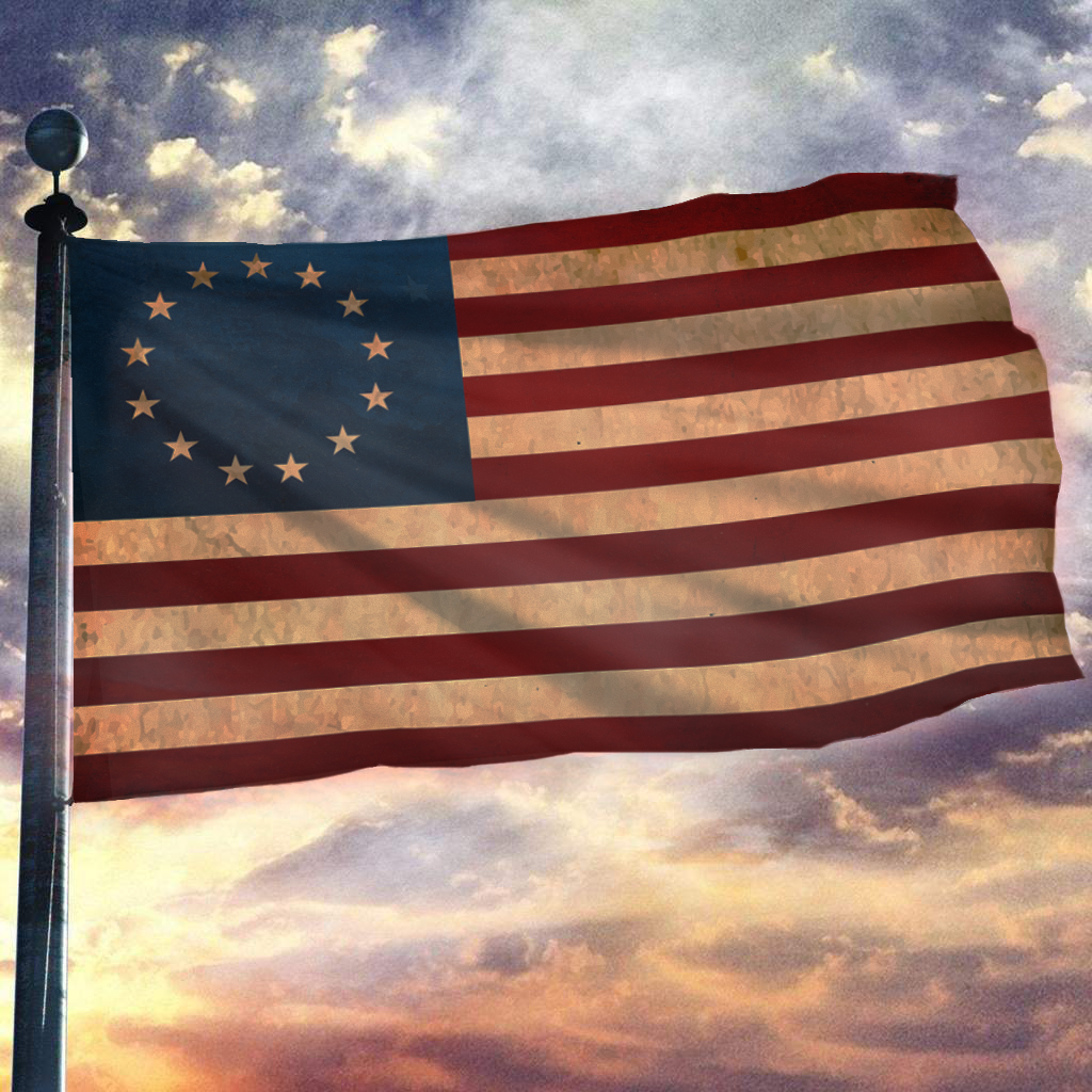 Betsy Ross Flag Sherpa Blanket - 50x60 + Free Matching 3x5' Single Reverse Flag