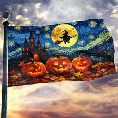 Spooky Starry Night Halloween Flag