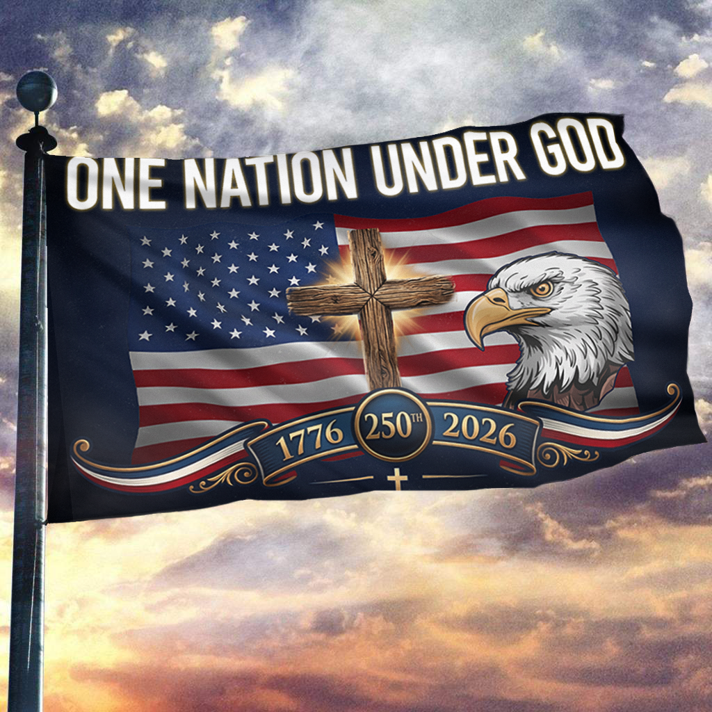 One Nation Under God Eagle Cross Flag