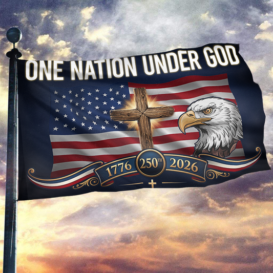 One Nation Under God Eagle Cross Flag