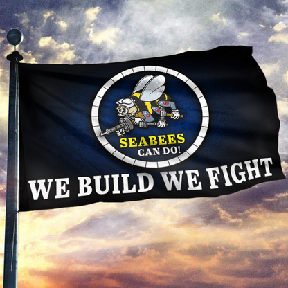 Seabees Can Do We Build We Fight Flag