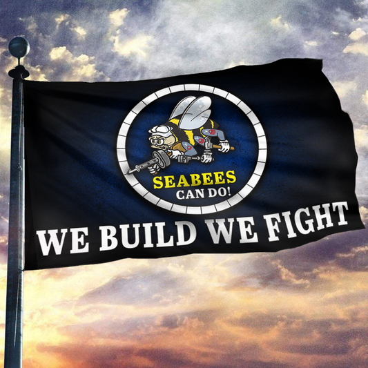 Seabees Can Do We Build We Fight Flag