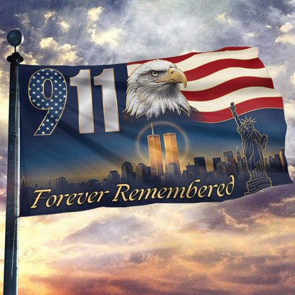 911 Forever Remembered Statue Flag