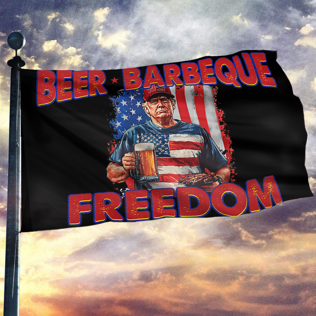 Beer Barbeque Freedom Trump Flag