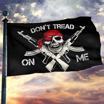 Don't Tread on Me Skull and Cross Guns Flag