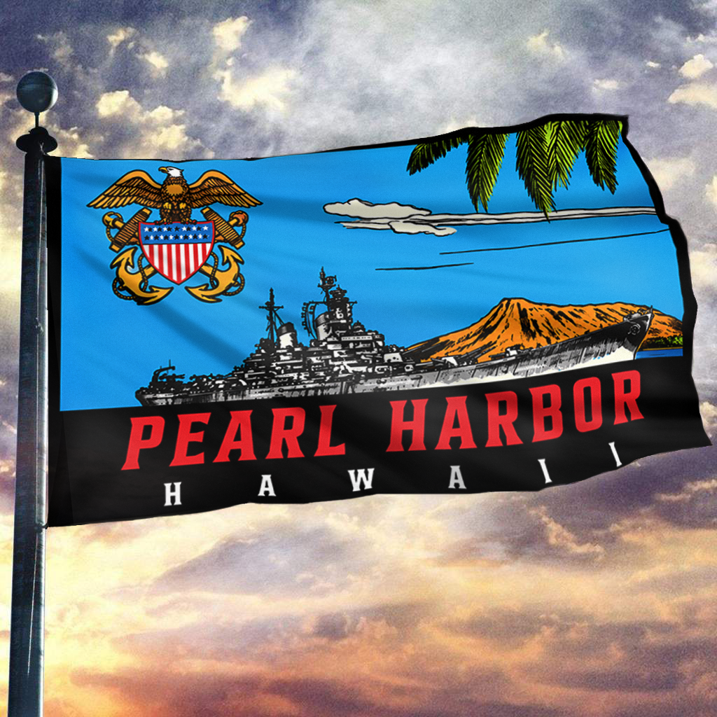 Pearl Harbor Hawaii Eagle USA Flag