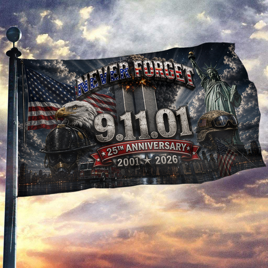 Never Forget Eagle and Statue Flag