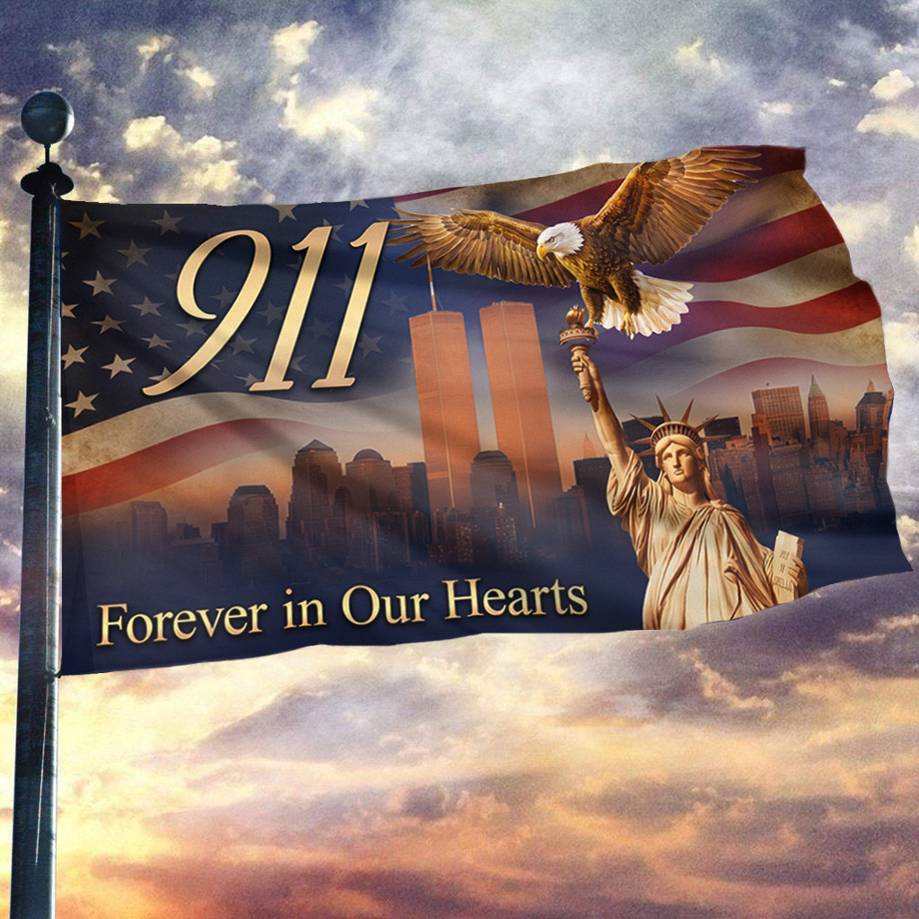 911 Eagle Forever In Our Hearts Flag