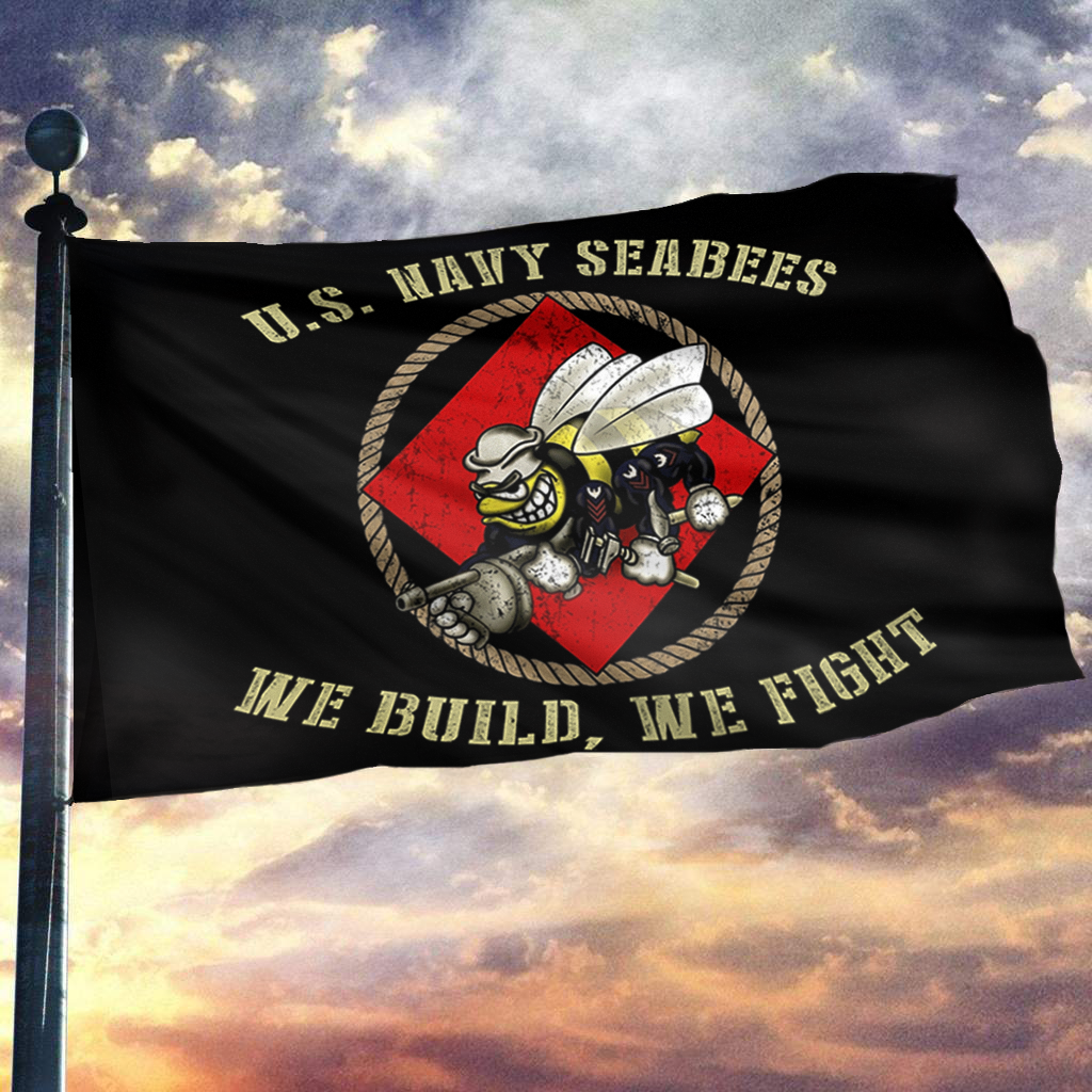 U.S. Navy Seabees We Build We Fight Flag