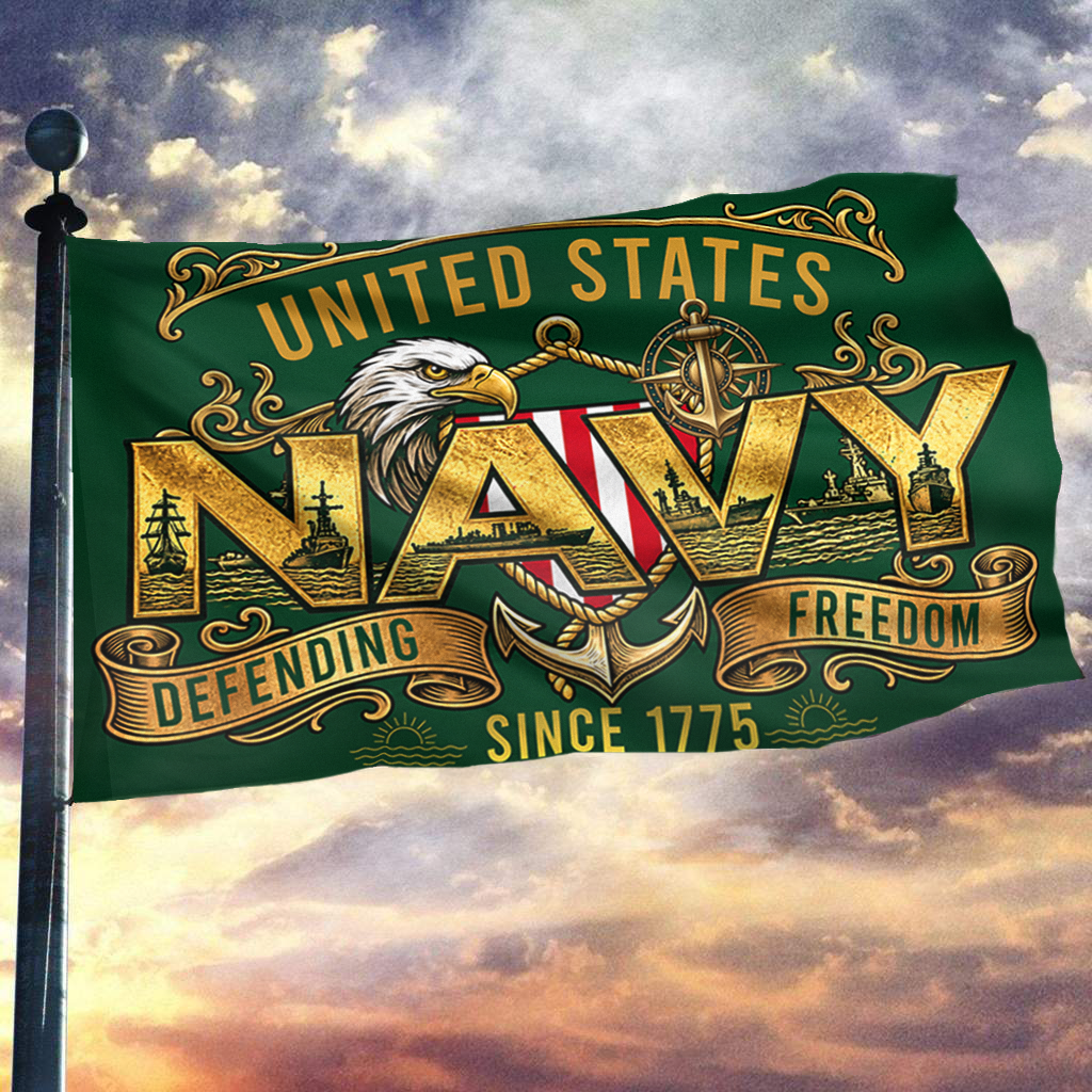 Defending Freedom US Navy Flag