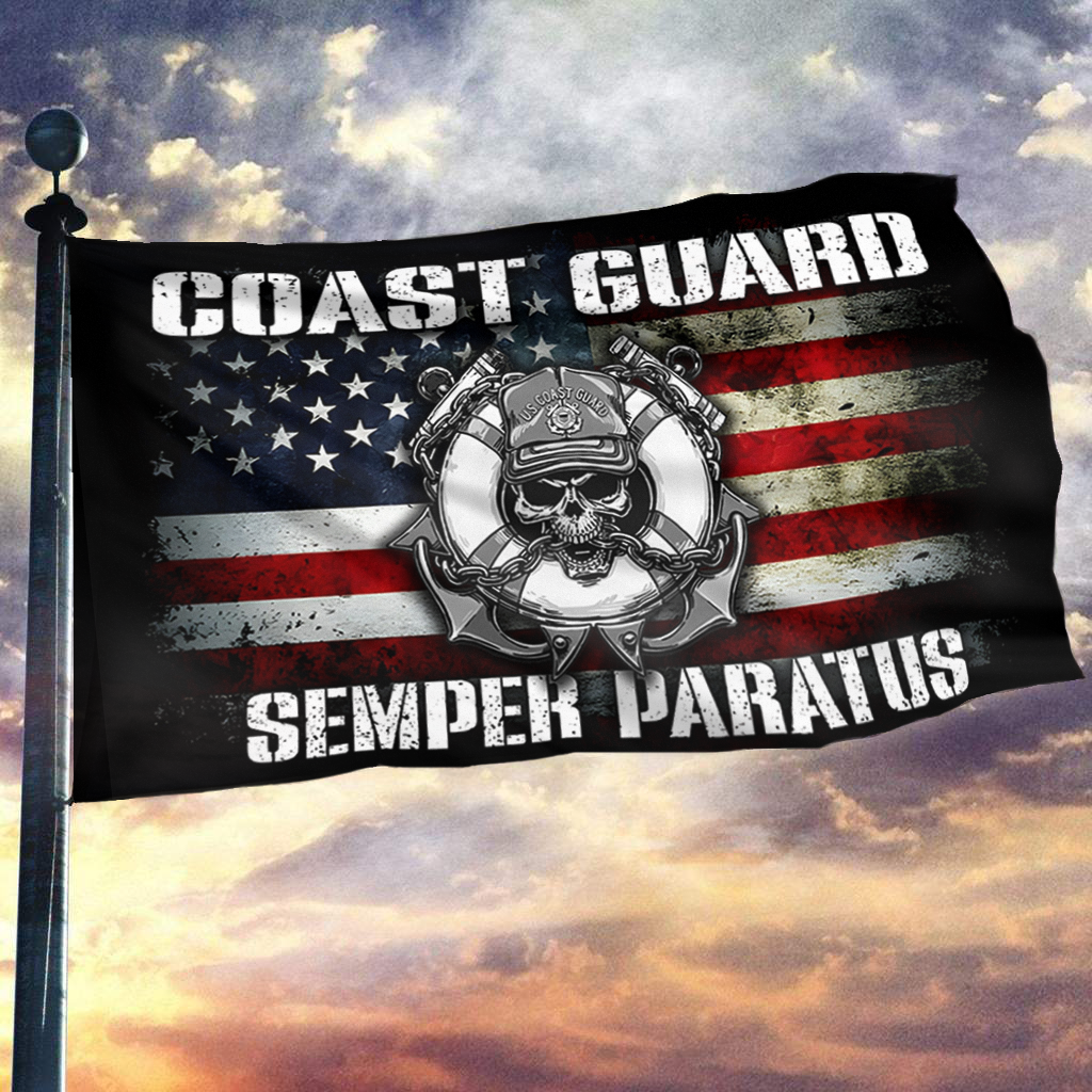 Coast Guard Semper Paratus Skull American Flag