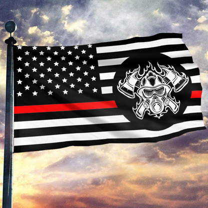 Thin Red Line Firefighter Mask Patriotic Flag