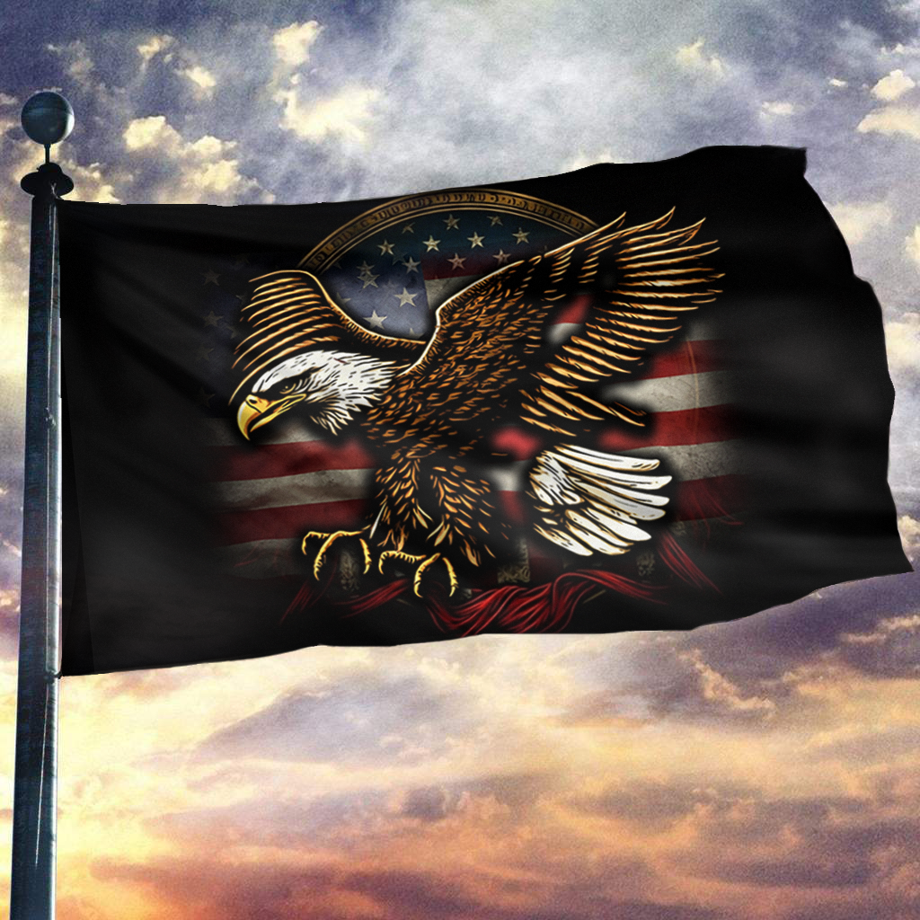 Golden Freedom Eagle Patriotic American Flag