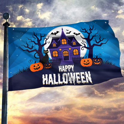 Happy Halloween Haunted House Flag