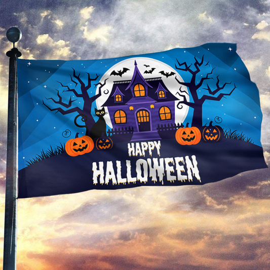Happy Halloween Haunted House Flag